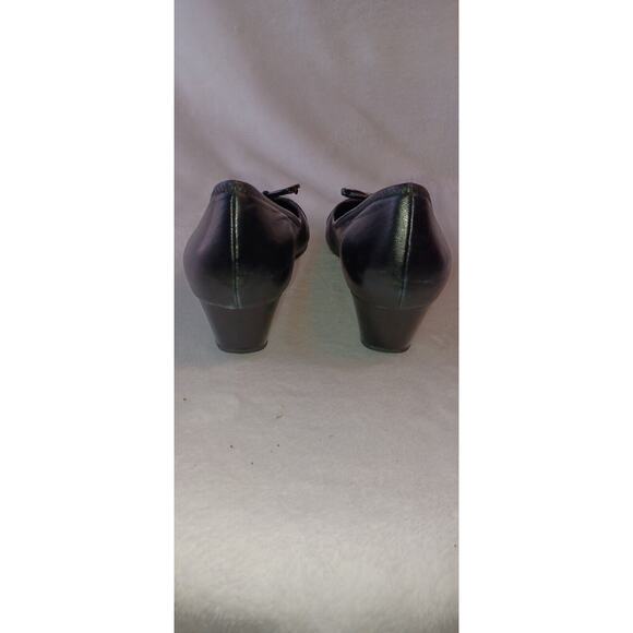 Cole Haan Black Leather Patent Toe Shoes Cushioned Sole Size 8 B Wedge - Picture 5 of 9